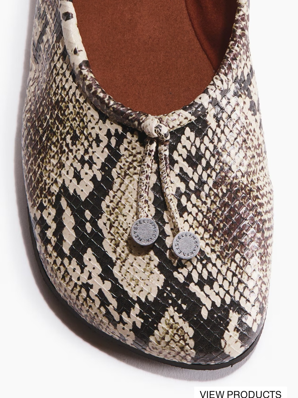 Stella McCartney Snake-Print Ballet Flat in Beige and Brown